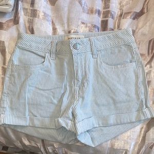 Stripped light blue & white jean shorts